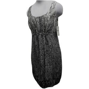 NWT Zara Basic 100% Silk Black White Abstract Large Dress (Retail $69)